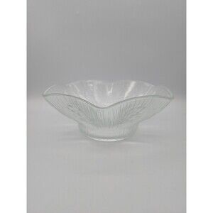 Masserini Primavera Salad Bowl Italy Clear Glass Flower Embossed